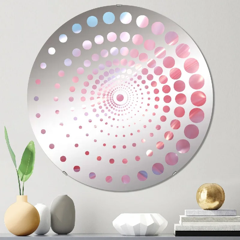 Designart "Pink Waltz Whirl II" - Modern Abstract Geometric Spiral Circle Wall Mirror