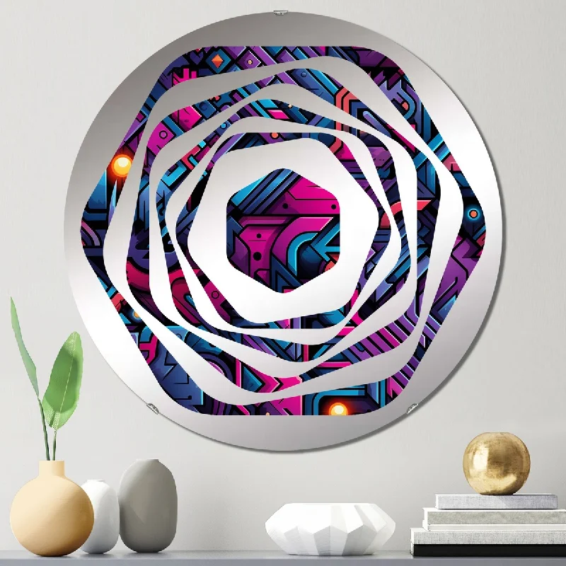 Designart "Popart Techno Tribal Fusion" - Modern Geometric Amorphe Decorative Mirror