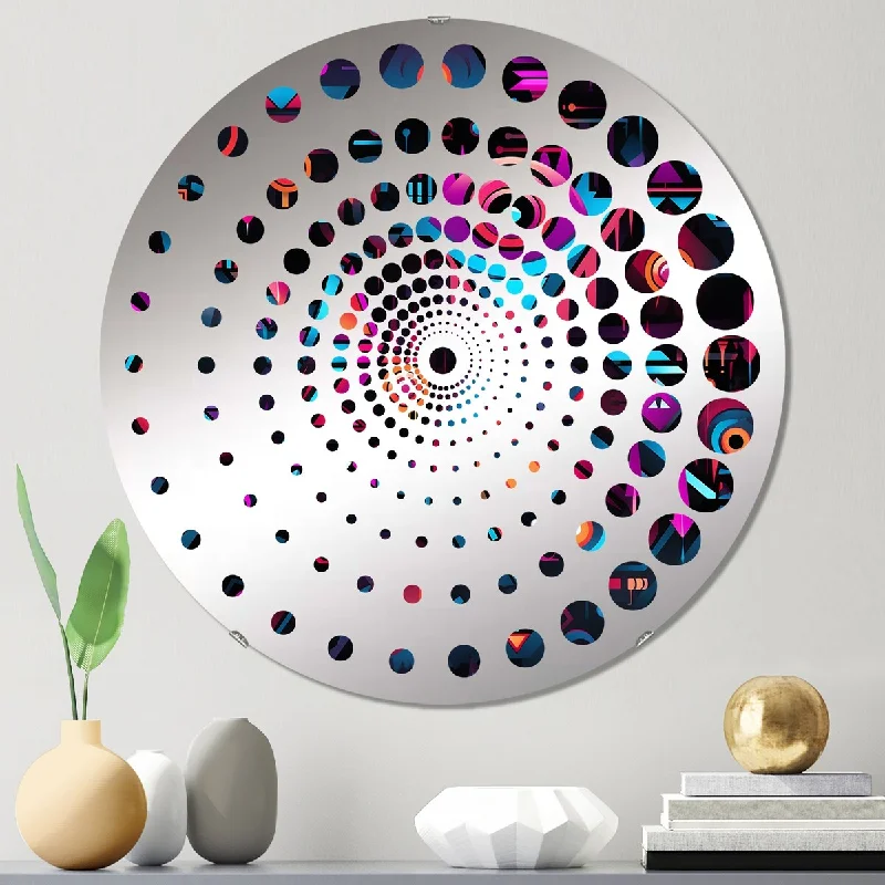 Designart "Popart Techno Tribal Fusion" - Modern Geometric Spiral Circle Wall Mirror