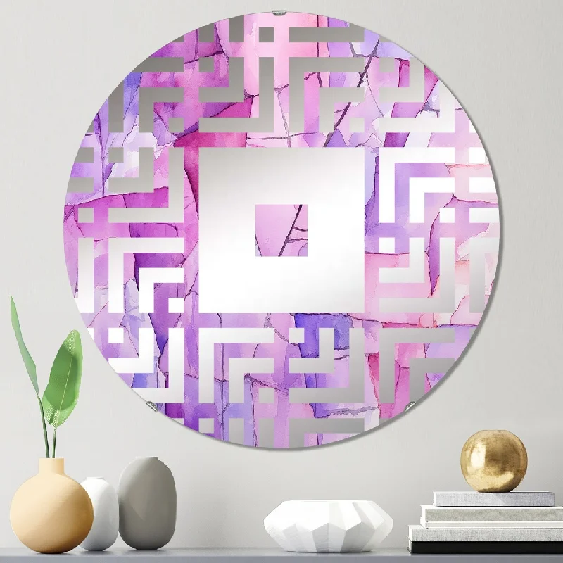 Designart "Purple stone geode volcano II" - Traditional Stone Geode Square Wall Mirror