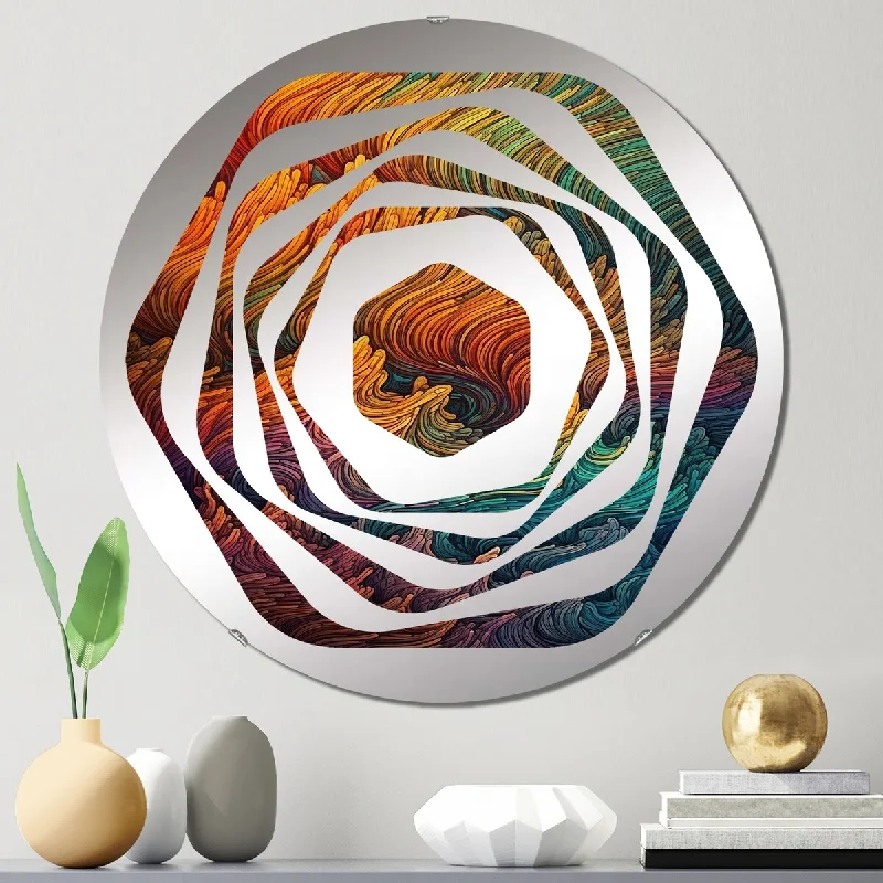 Designart "Rainbow Colored Waves IV" - Modern Abstract Modern Waves Amorphe Decorative Mirror