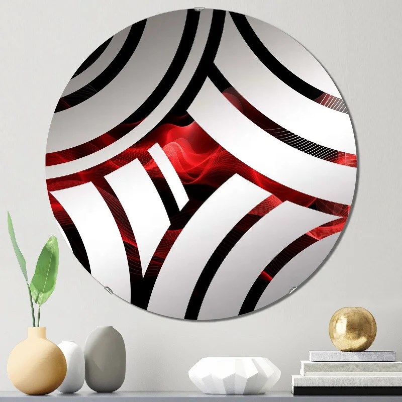 Designart "Red Black Contemplative Abstraction IX" - Modern Abstract Modern Waves Centre Wave Decorative Mirror