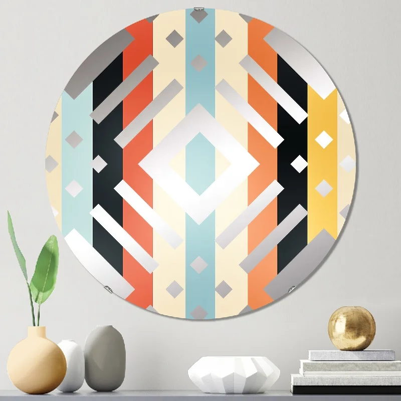 Designart "Retro Revival Striped Pattern" - Modern Striped, Abstract Diamond Decorative Mirror