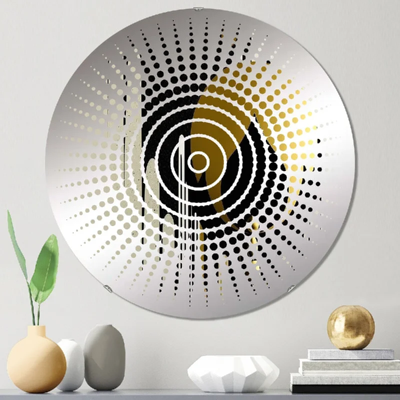 Designart "Rising Gold I" - Modern Abstract Geometric Sun Circles Wall Mirror