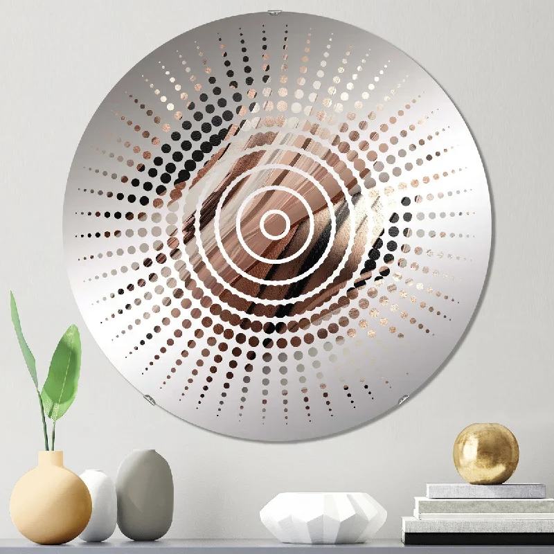 Designart "Rosegold Embracing Essence Of Lines I" - Modern Abstract Marble Sun Circles Wall Mirror