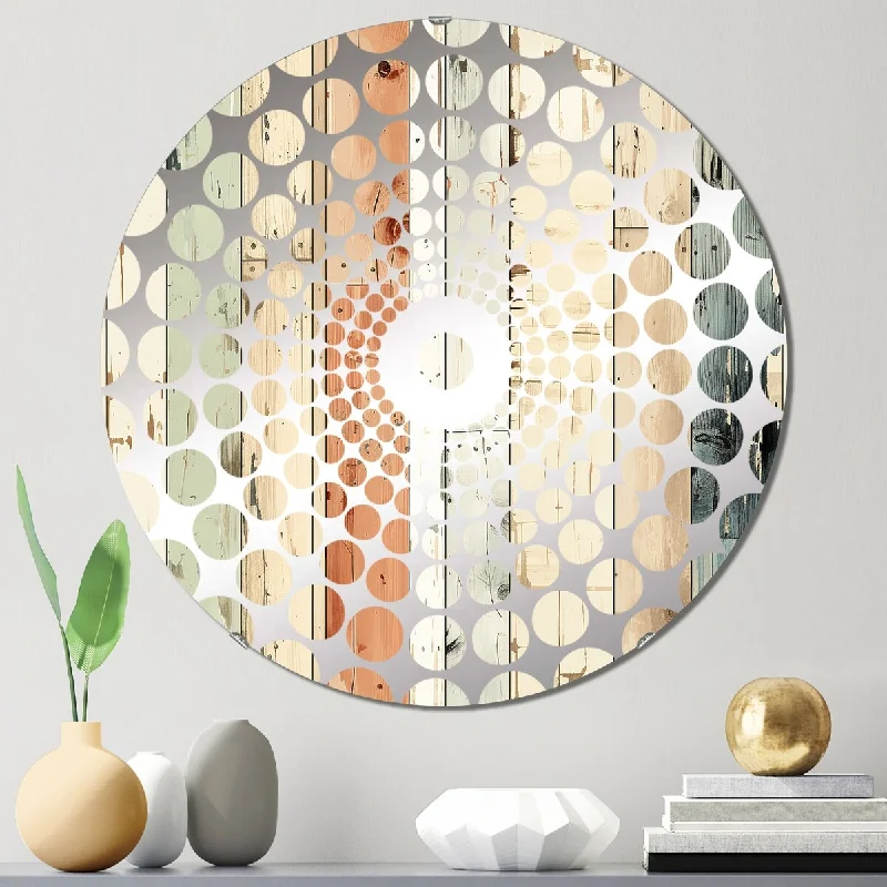 Designart "Rustic Planks Harmony" - Vintage Abstract Concentric Circles Decorative Mirror