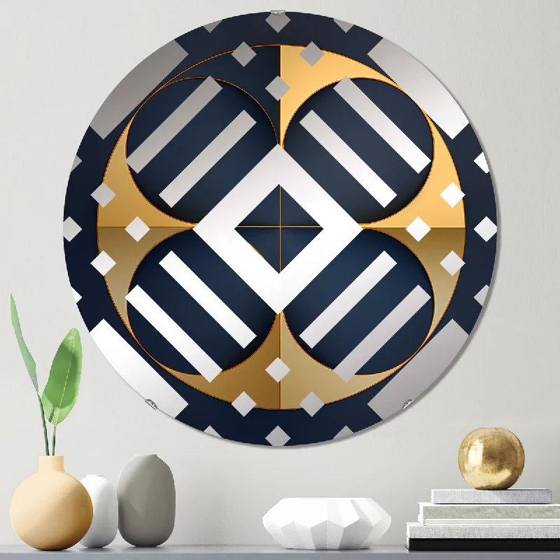 Designart "Sacramental Blue Minimal Sacred Geometry Seal I" - Modern Abstract Geometric Diamond Decorative Mirror