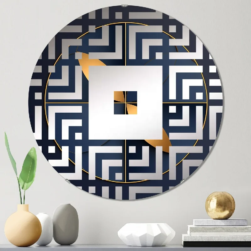 Designart "Sacramental Blue Minimal Sacred Geometry Seal III" - Modern Abstract Geometric Square Wall Mirror