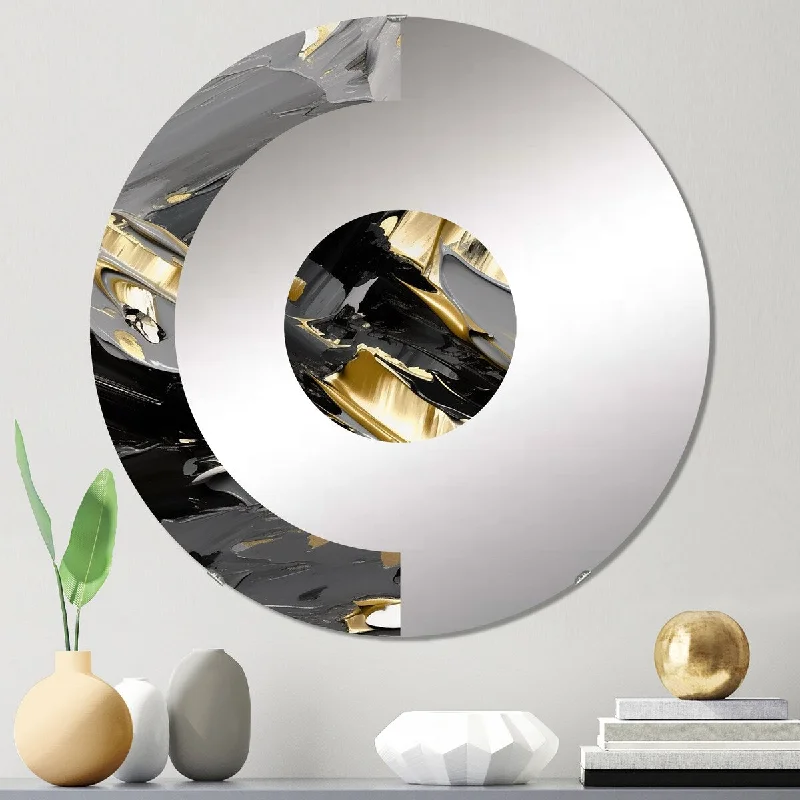 Designart "Seconds Before Euphoria I" - Modern Abstract Half Circle Wall Mirror