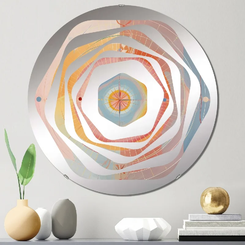 Designart "Serendipity In Retro Pink Pastel" - Modern Abstract Spirals Amorphe Decorative Mirror