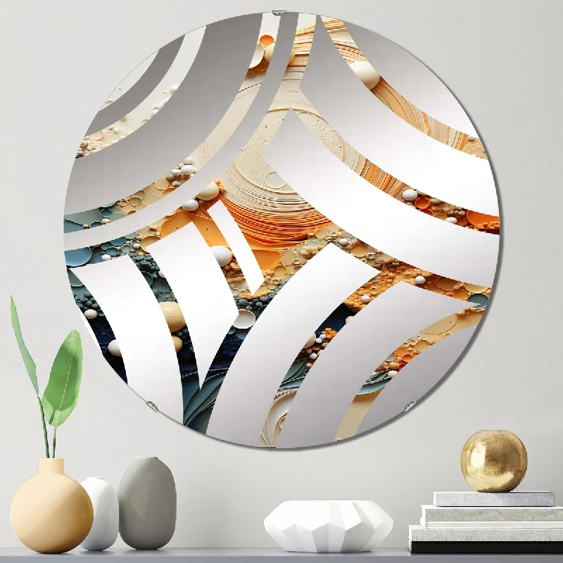 Designart "Serene Sands II" - Modern Abstract Collages Centre Wave Decorative Mirror