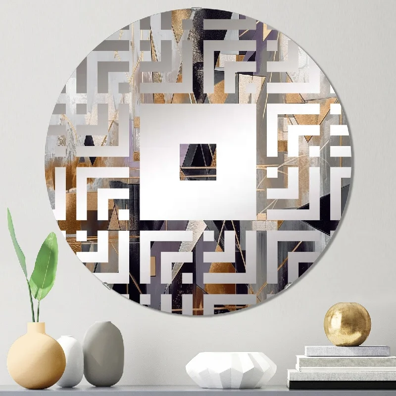 Designart "Soft Color Composition III" - Modern Abstract Geometric Square Wall Mirror