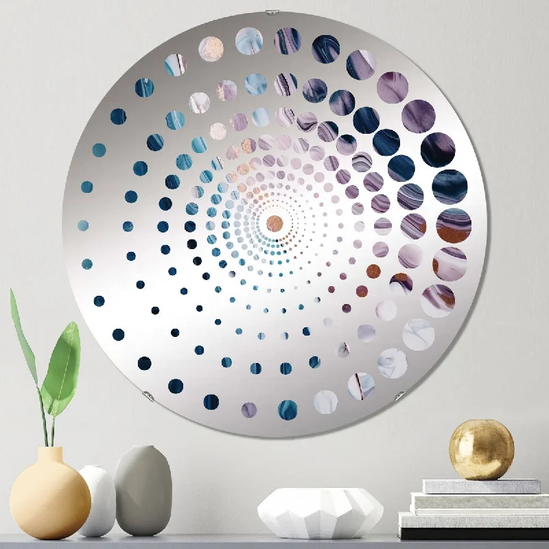 Designart "Solid Abstract Marble" - Modern Abstract Marble Spiral Circle Wall Mirror