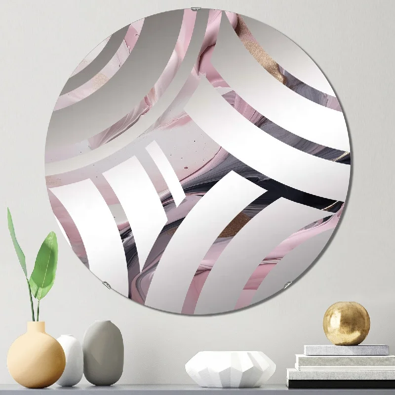 Designart "Solid Marble Paint Artwork V" - Modern Abstract Marble Centre Wave Decorative Mirror