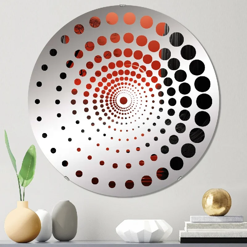 Designart "Solitude Walking Alone By Red Sky The River" - Traditional Storms Spiral Circle Wall Mirror