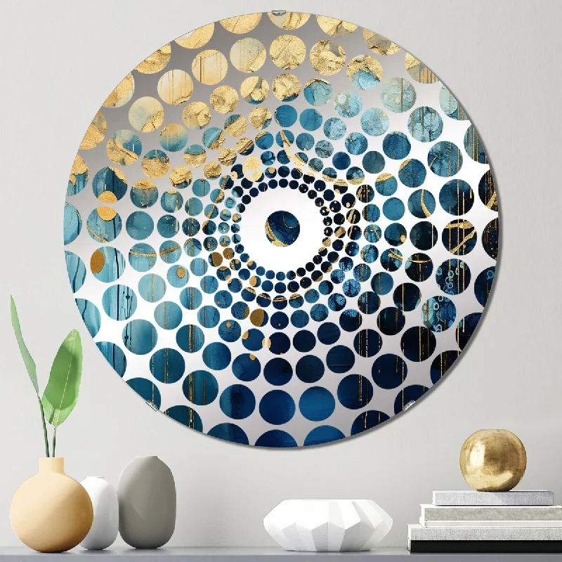 Designart "Sunlight Breaking In The Waves" - Modern Abstract Painting Concentric Circles Decorative Mirror