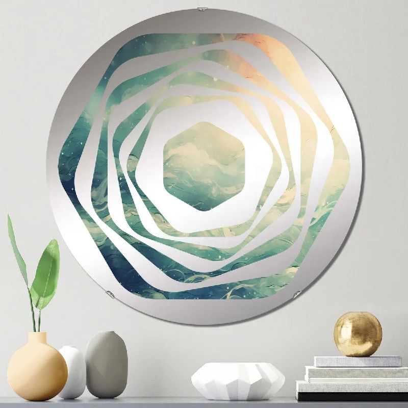 Designart "Sunset Over The Wild Ocean Waves" - Lake House Lake Amorphe Decorative Mirror