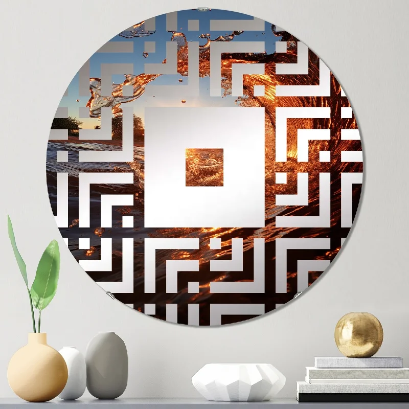 Designart "Sunshine Through The Breaking Waves V" - Coastal Coastal Waves Square Wall Mirror