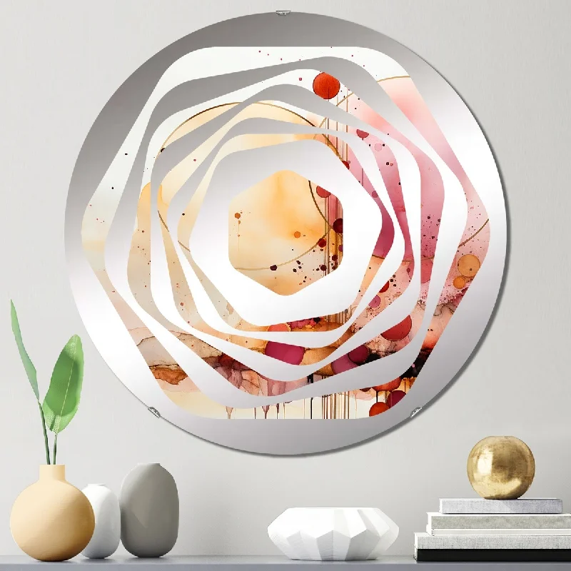 Designart "Synchronizing Elegance Retro Rose Gold Watercolor" - Modern Abstract Geometric Amorphe Decorative Mirror