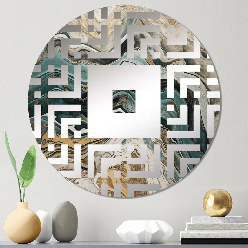 Designart "The Essence Of Fluidity V" - Modern Abstract Liquid Ink Square Wall Mirror