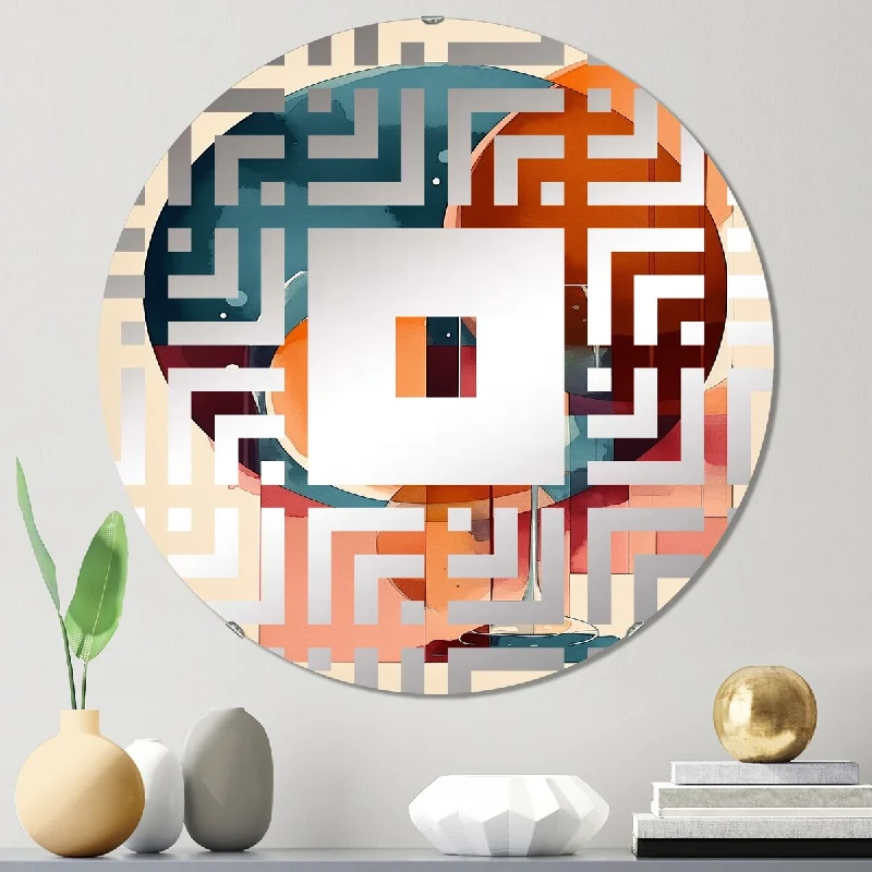 Designart "The Geometry Of Light IV" - Modern Abstract Geometric Square Wall Mirror