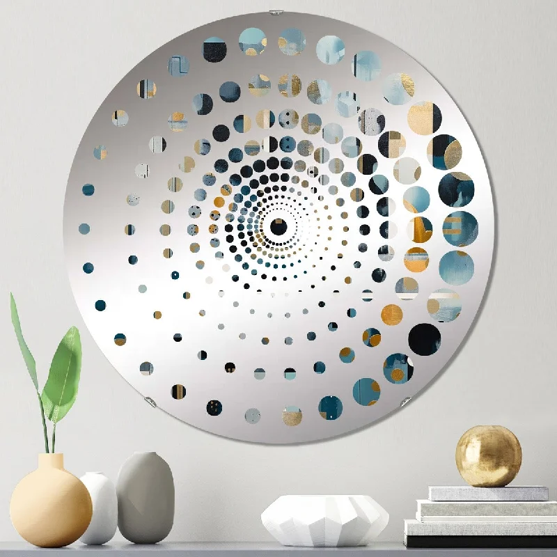 Designart "Transcending Reality I" - Modern Abstract Landscapes Spiral Circle Wall Mirror