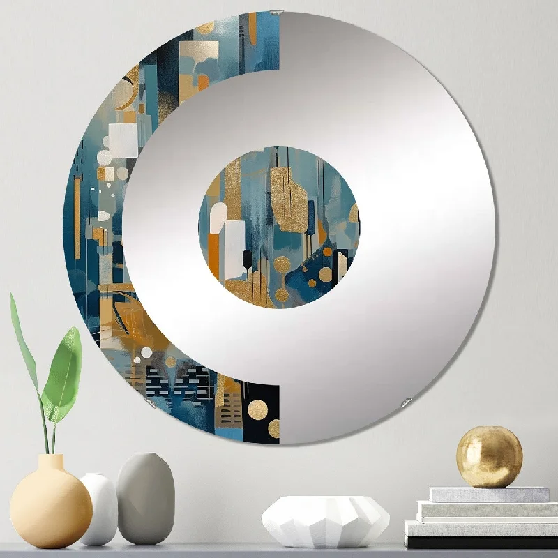 Designart "Transcending Reality IV" - Modern Abstract Landscapes Half Circle Wall Mirror