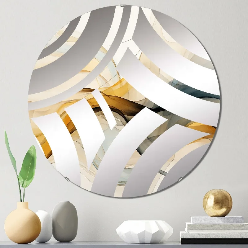 Designart "Undefined Continuation Liquid Retro Waves" - Modern Abstract Shapes Centre Wave Decorative Mirror