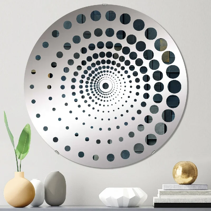 Designart "Urban Concrete Black Geometric Pattern" - Modern Geometric Spiral Circle Wall Mirror