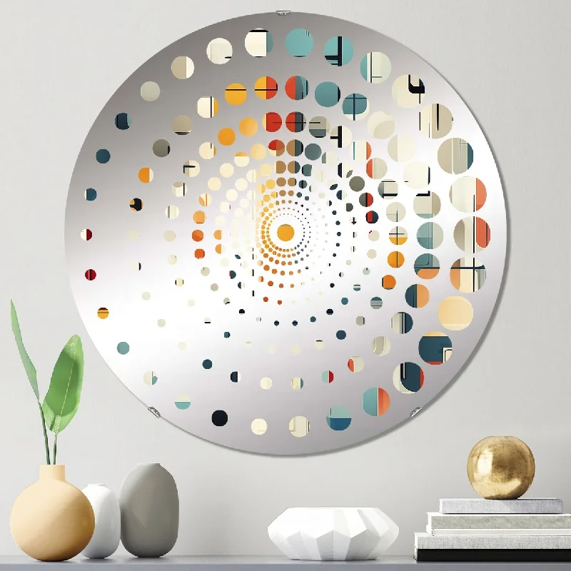 Designart "Urban Reflections" - Modern Geometric Spiral Circle Wall Mirror