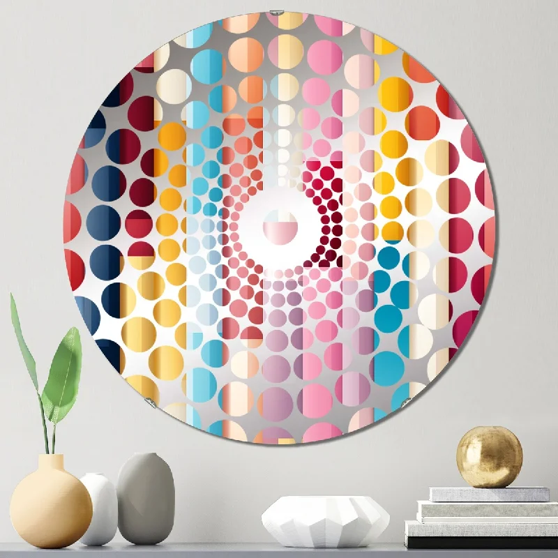 Designart "Vibrant Serenity Blue And Pink Lines Pattern" - Striped, Abstract Concentric Circles Decorative Mirror