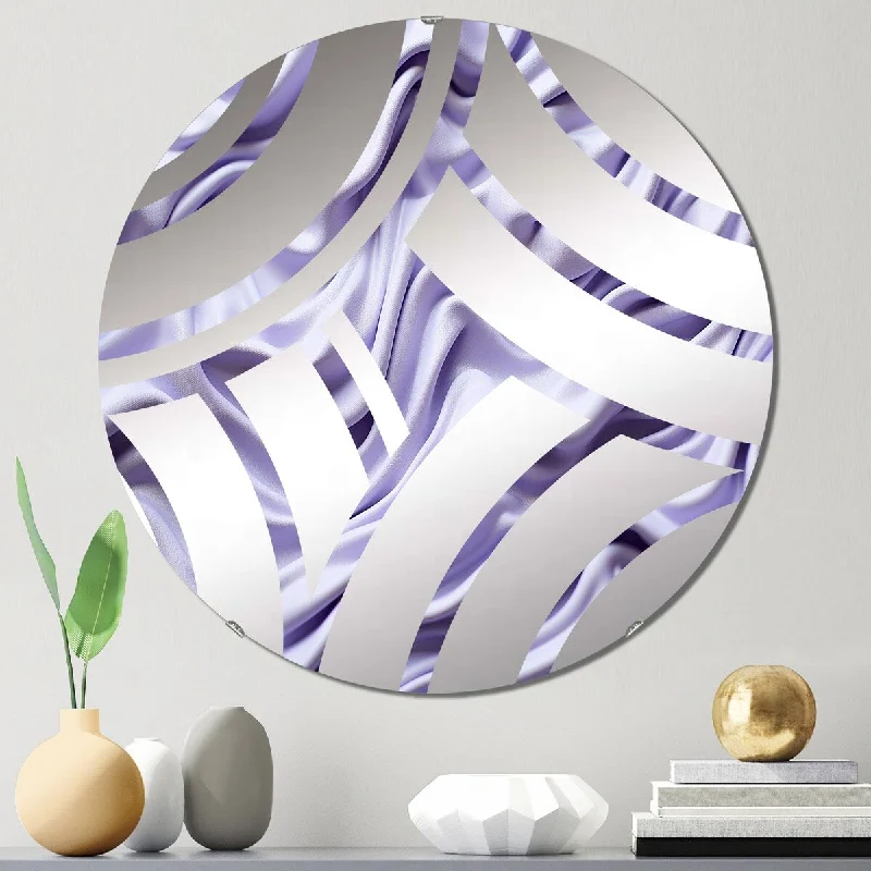 Designart "Whie and Purple Fab waves II" - Modern Abstract Geometric Centre Wave Decorative Mirror