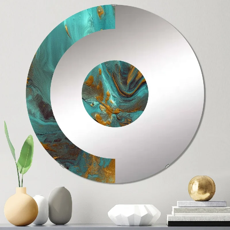 Designart "Whirling Waves VII" - Modern Abstract Half Circle Wall Mirror