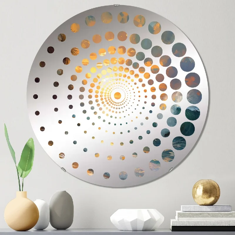 Designart "Yellow And Blue Seaside Serenity" - Traditional Coastal Beach Spiral Circle Wall Mirror