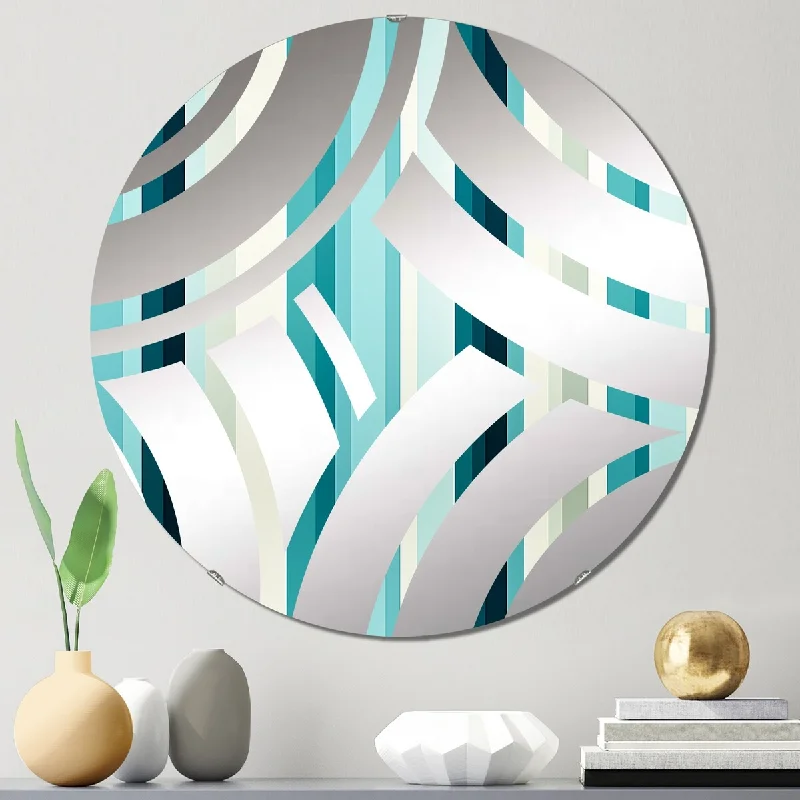 Designart "Zen Tranquility Striped Pattern" - Modern Striped, Abstract Centre Wave Decorative Mirror