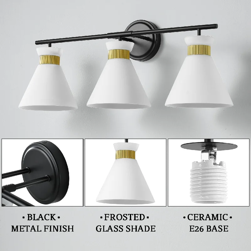 Dimmable Bathroom Vanity Light with Glass Shade