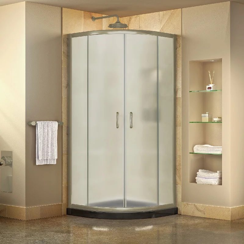 DreamLine Prime 36 in. x 36 in. x 74 3/4 in. Sliding Shower Enclosure and Shower Base Kit - 36" x 36" - 36" x 36"