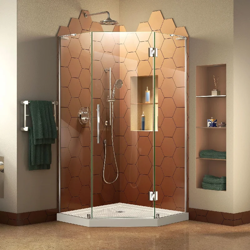 DreamLine Prism Plus 36 in. x 36 in. x 74 3/4 in. Hinged Shower Enclosure and Shower Base Kit - 36" x 36"