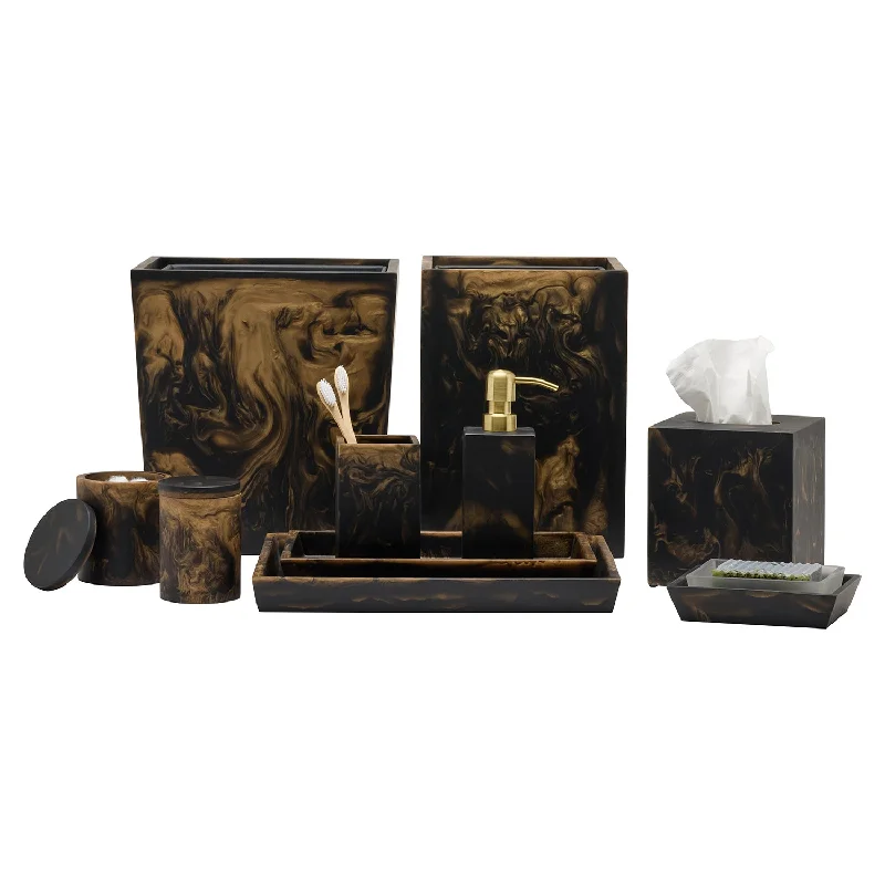 Duluth Black/Gold Swirled Resin Bathroom Accessories