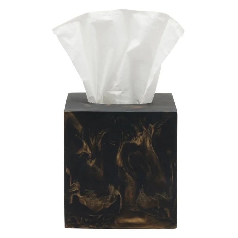 Duluth Black/Gold Swirled Resin Tissue Box Cover