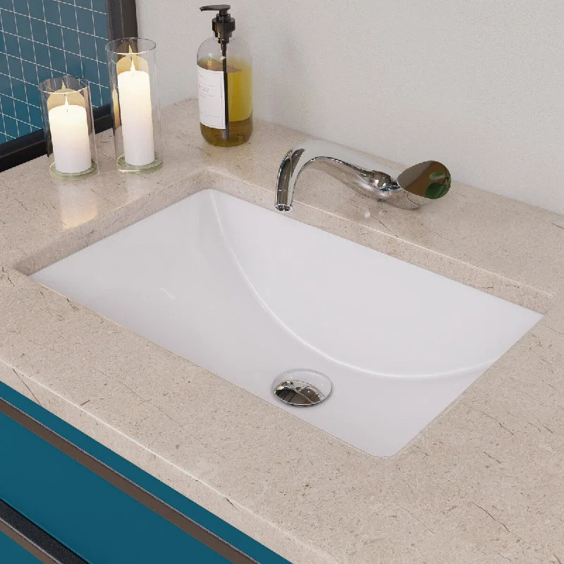 EAGO BC227 White Ceramic 22"x15" Undermount Rectangular Bathroom Sink