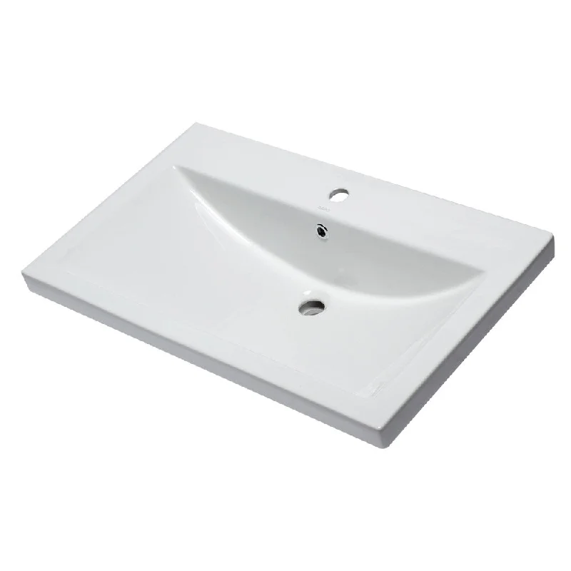 EAGO BH001 White Ceramic 32"x19" Rectangular Drop In Sink