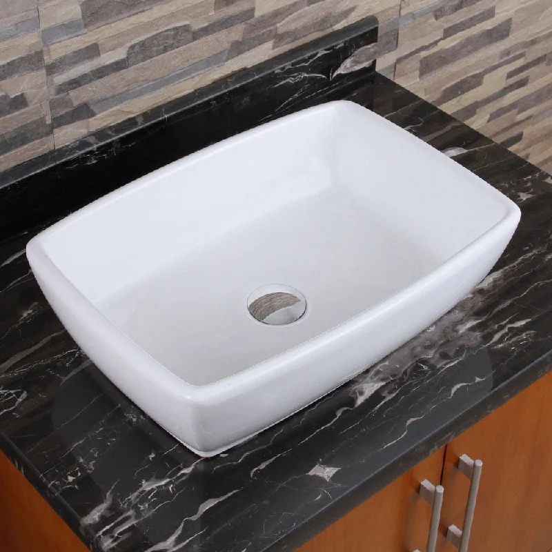 ELIMAX'S Unique Rectangle Shape White Porcelain Ceramic Bathroom Vessel Sink