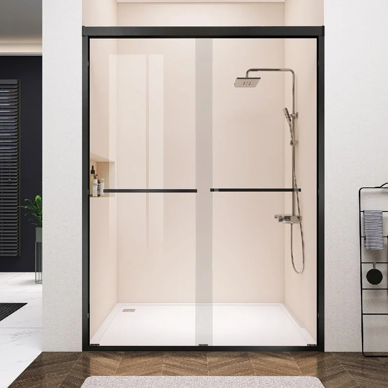 EPOWP 60x76" Shatterproof Laminated Glass Double Sliding Shower Door