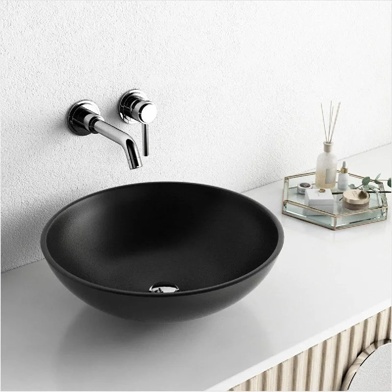 EPOWP Round Bathroom Sink Tempered Glass Vessel Top Mount Above Counter