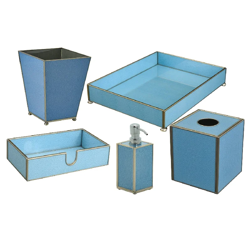 Blue Faux Lizard Bathroom Accessories by JM Piers