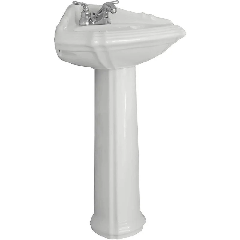 Fine Fixtures Ceramic 24.75-inch Corner Pedestal Sink