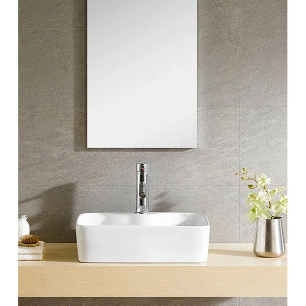 Fine Fixtures Modern White China Square Vessel Sink