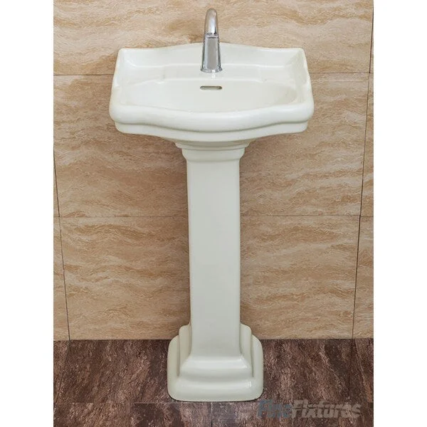 Fine Fixtures, Roosevelt Biscuit Pedestal Sink - Vitreous China Ceramic Material (Single Hole)