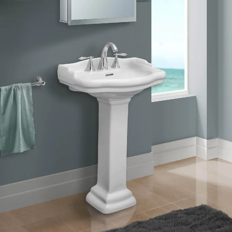 Fine Fixtures Roosevelt Pedestal Sink For Bathroom - Vitreous China Ceramic Material